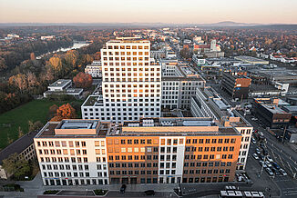 Vue aérienne du Seetor City Campus à Nuremberg.