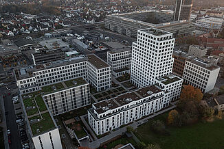 Vue aérienne du quartier Seetor City Campus à Nuremberg.