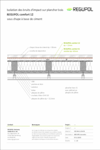Isolation des bruits d'impact sur plancher bois REGUPOL comfort 12 sous chape à base de ciment